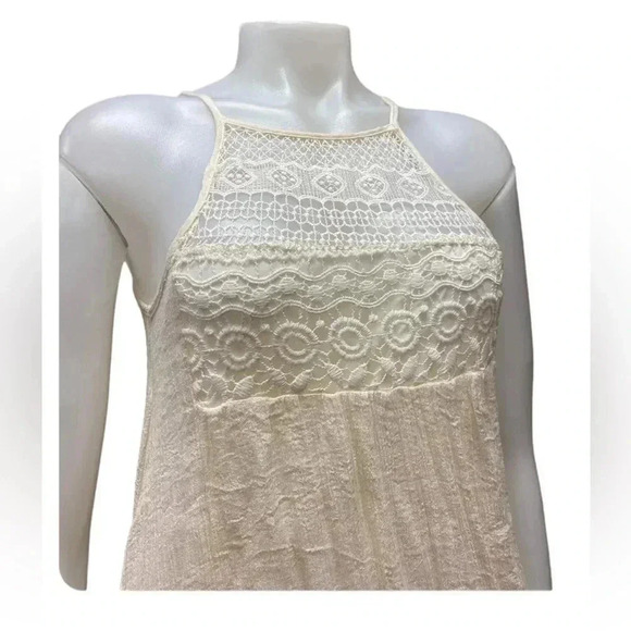 Rebellion  Boho Lace Sleeveless Cream Asymmetrical Dress Size Small - Picture 3 of 8